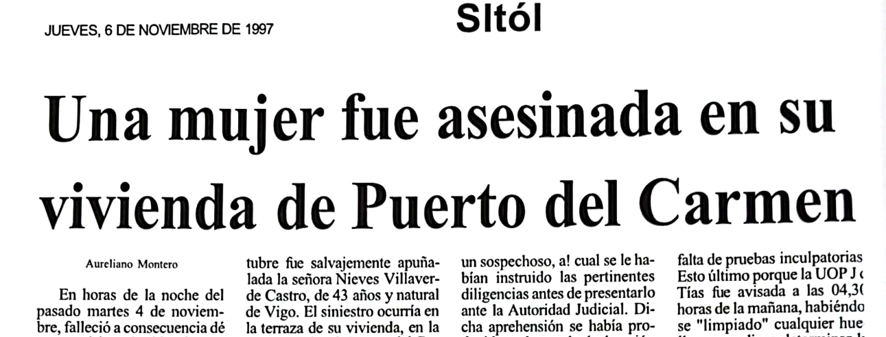 Recorte de prensa del asesinato 1997